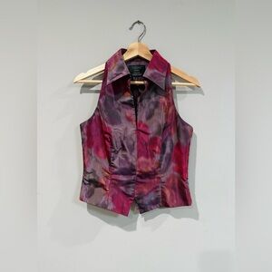 Carmen Marc Valvo Sleeveless Collared Top - Red and Purple